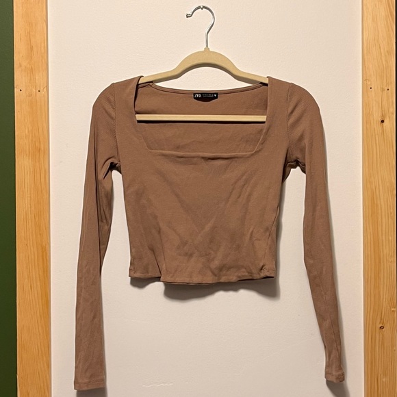 Zara Square Neck Brown Top - Picture 2 of 3